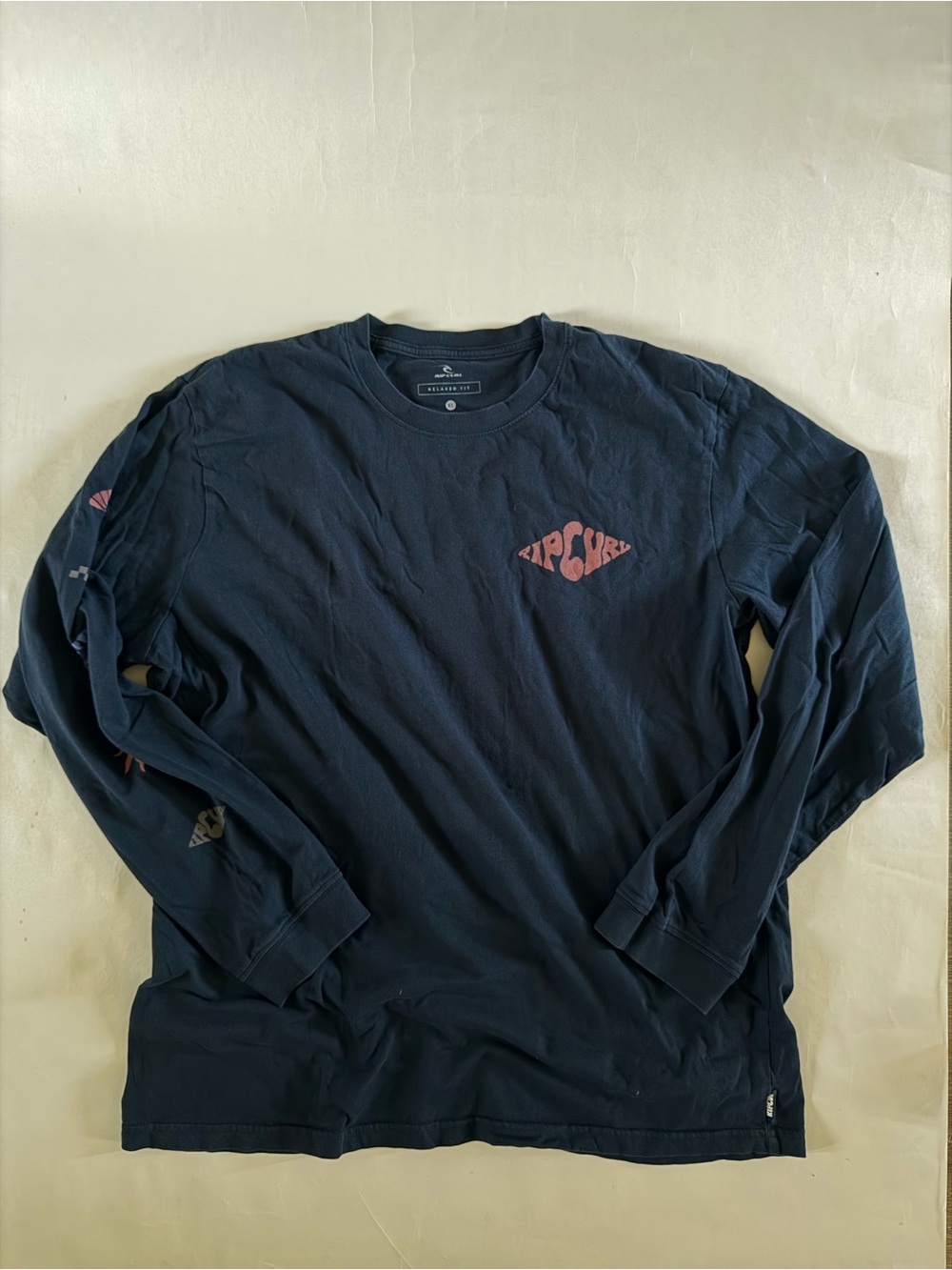 Rip Curl Navy Long Sleeve Tee with Pink Logo
